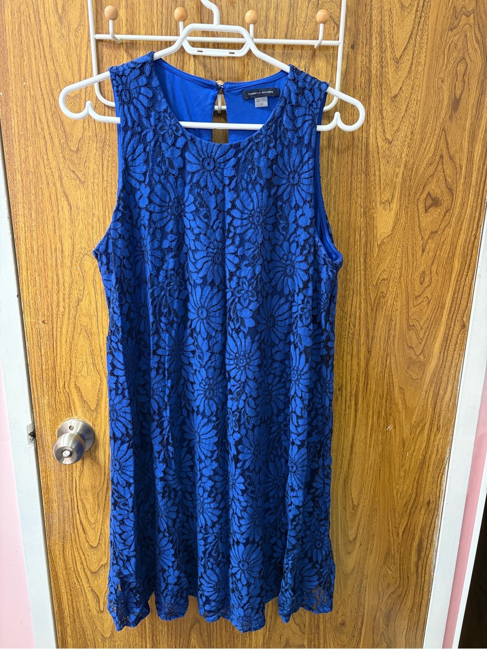 Tommy Hilfiger Royal Blue Floral Lace Shift Dress
